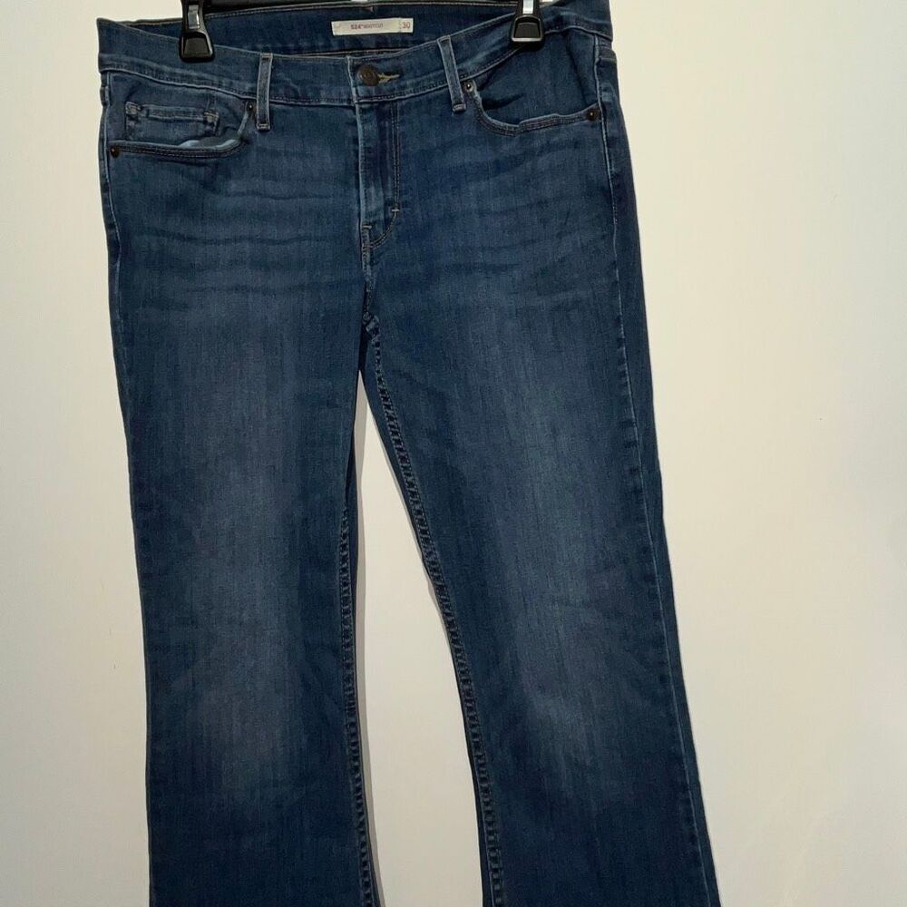 Levi Strauss & Co Women's Blue Whiskering Low Rise 524 Bootcut Jeans Size 30
